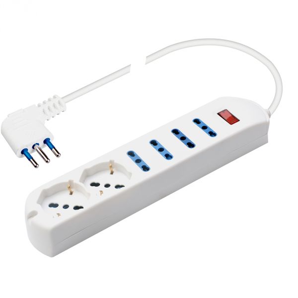 Multipresa EVO Sestupla Polypool: 4x10/16A + 2xITA/TED + Interruttore Multipresa EVO Sestupla Polypool: 4x10/16A + 2xITA/TED + Interruttore